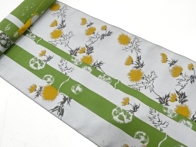 JAPANESE KIMONO / ANTIQUE BOLT FOR HASSUN OBI / SILK / WOVEN FLOWER